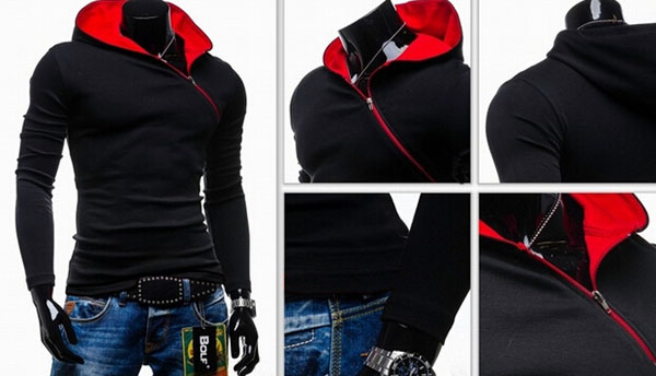 Long Sleeve Inclined Zipper Men Pullover Fleeces Pull