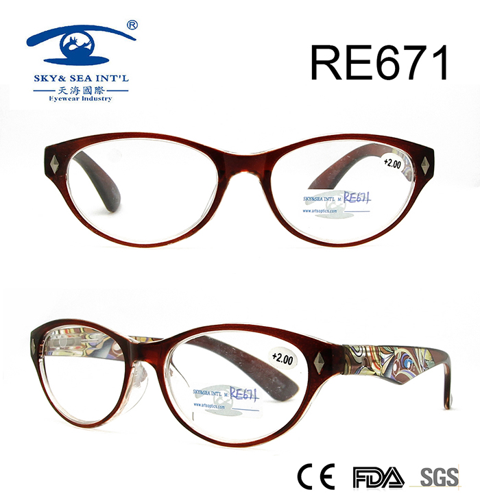 Light Weight High Quality Pattern in Temple Reading Glasses (RE671)