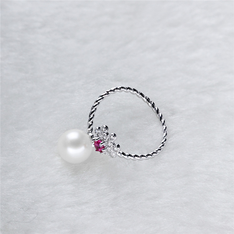 Flower Zircon Natural Freshwater 925 Sterling Silver Pearl Ring