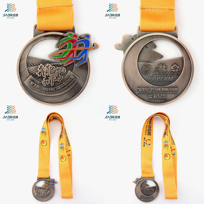 Wholesale Die Cut Alloy Antique Bronze Custom Marathon Race Medal