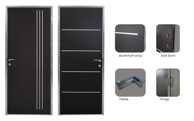 Israeli Decorative Aluminum Strips Residential Metal Security Interior Steel Door