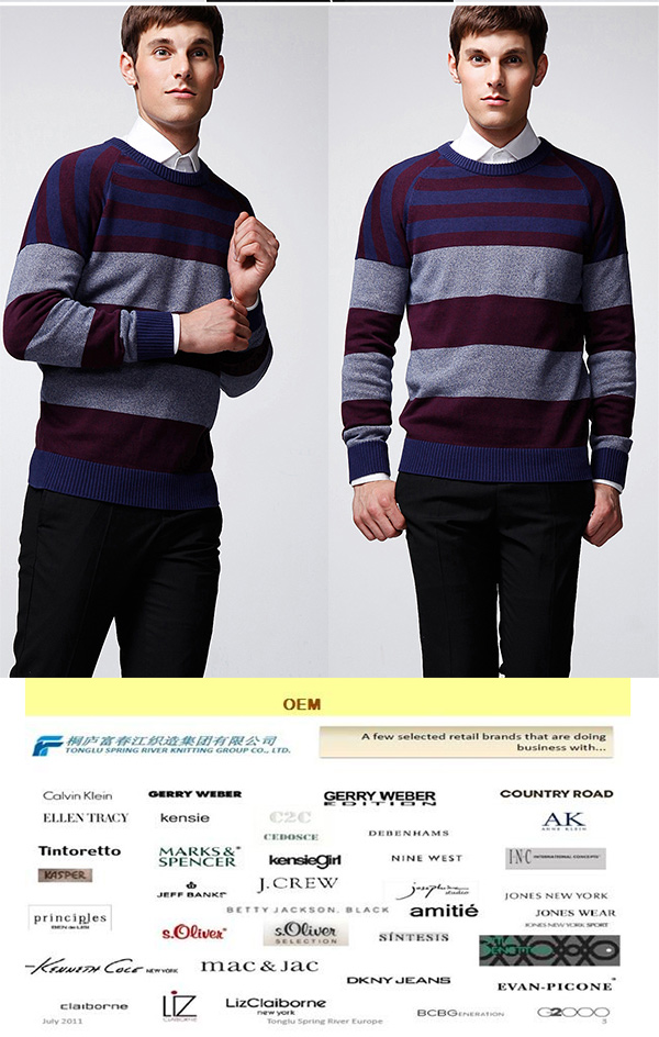 Long Sleeve Striped Pullover Man Sweater