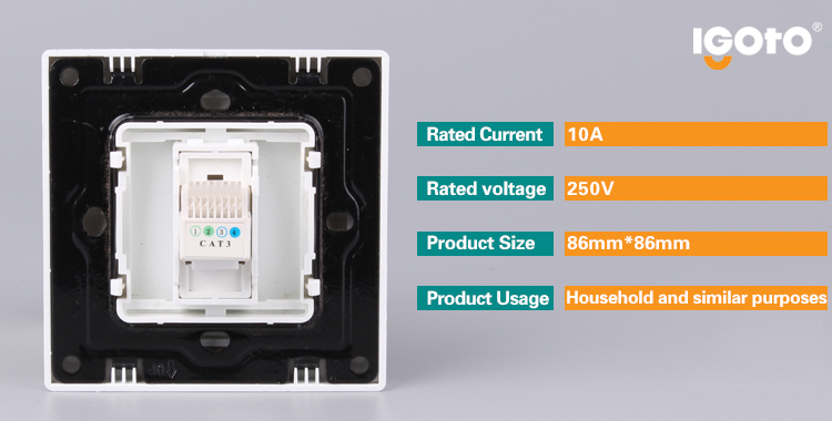 UK Type Wall Switch 4core Tel Socket