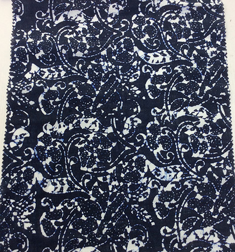 100%Linen Navy Paisley Design Printed Garment/ Home Textiles Fabric