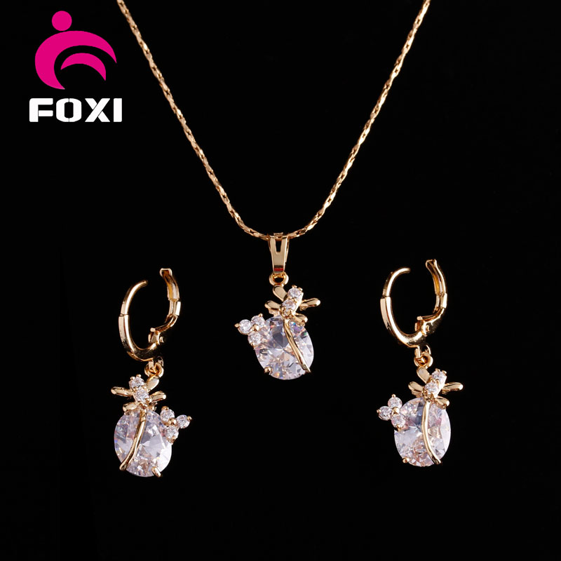 Champagne CZ Stone Fashion Hot Sale Jewelry Sets for Women Party