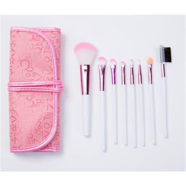 8PCS Pink Color Synthetic Hair Makeup Brushes Set