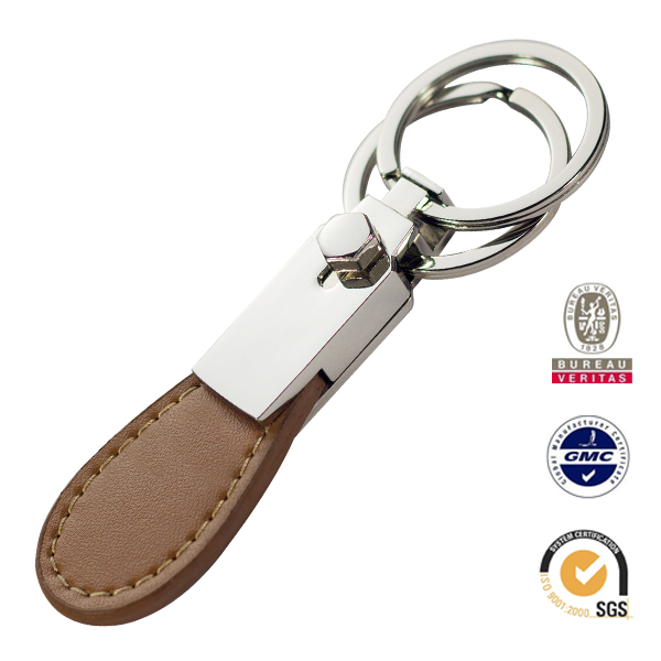 2017 Free Sample Customized Key Ring OEM Metal Leather Key Chain for Gift