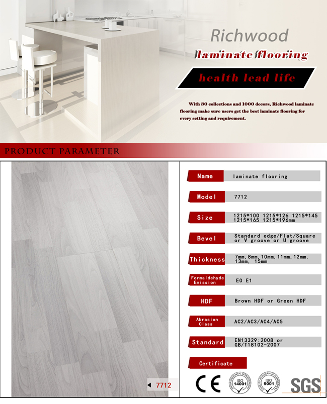 Commercial Embossed Walnut Vinyl Laminate Wood Laminated Wooden Flooring