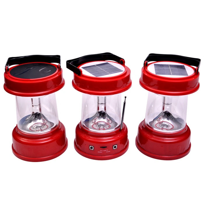 Multifunctional Solar Lamp Outdoor Hiking 6 LED Portable Solar Camping Lantern Light with Mobile Phone Charge and Radio