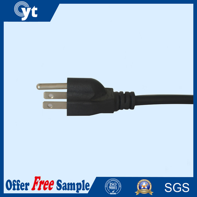 Black Us Plug 3 Pin PVC AC Power Cable