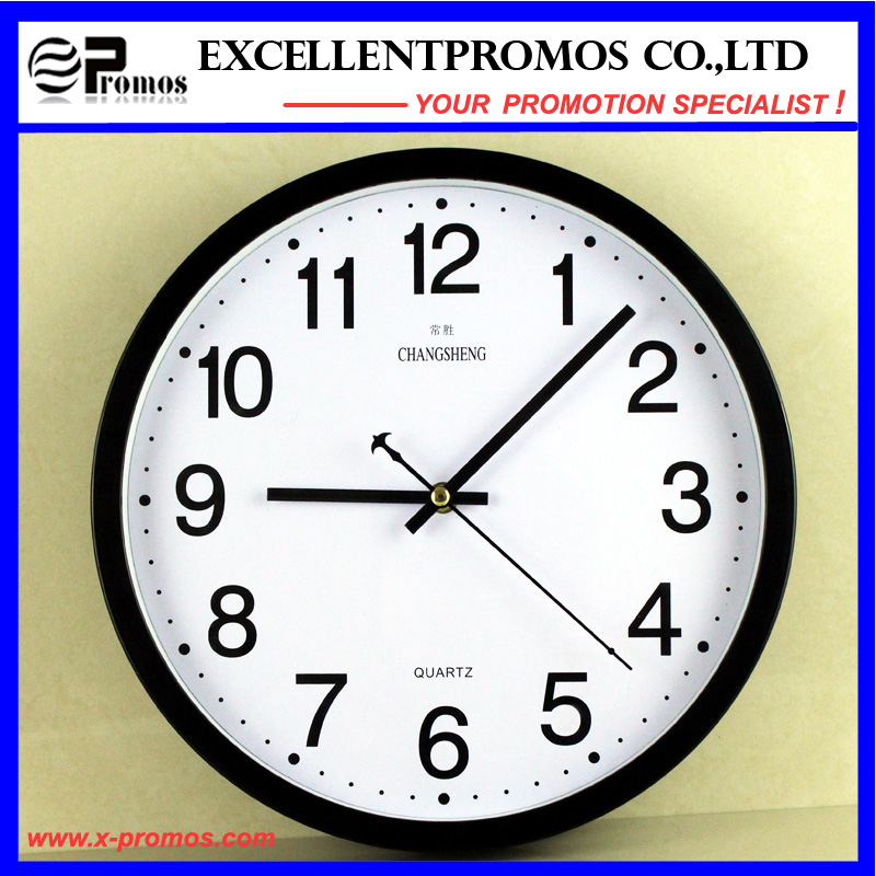 New Style 12inch Logo Printing Round Plastic Wall Clock (EP-Item12)