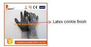 Ddsafety Black Latex Coated Gloves Crinkle Finish Work Gloves Dnl108