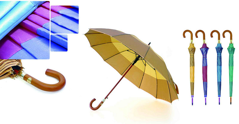 16 Ribs High Quality Strip Border Aluminium Shaft Umbrella (YS-SM26163453R)