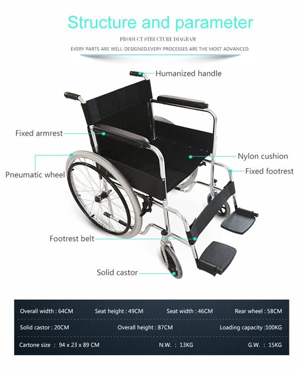 Topmedi Economic Folding Aluminum Lightweight Manual Wheelchair