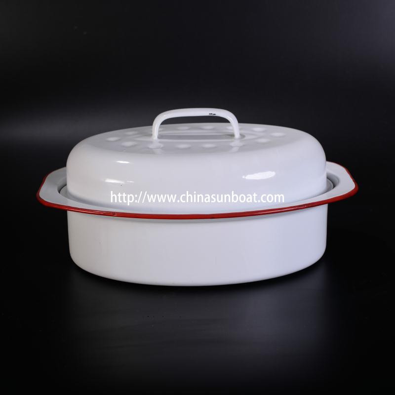 Sunboat Enamel Roaster Cookware Medium Sized Oval Chickenware