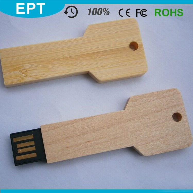 Bamboo Wooden Key Shape Custom Mini USB Flash Drive (TW062)