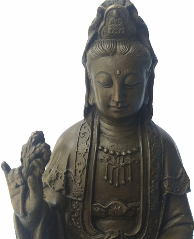 Buddha Bronze Sculpture Lotus Avalokitesvara Brass Statue Tpfx-B90