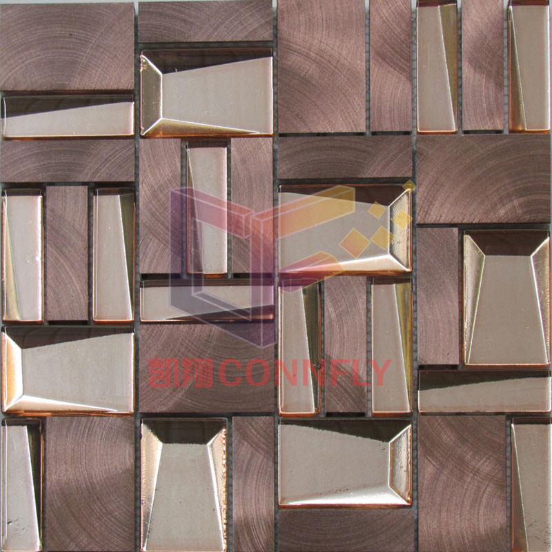 Gold Color 3D Glass Mix Aluminium Mosaic (CFA110)