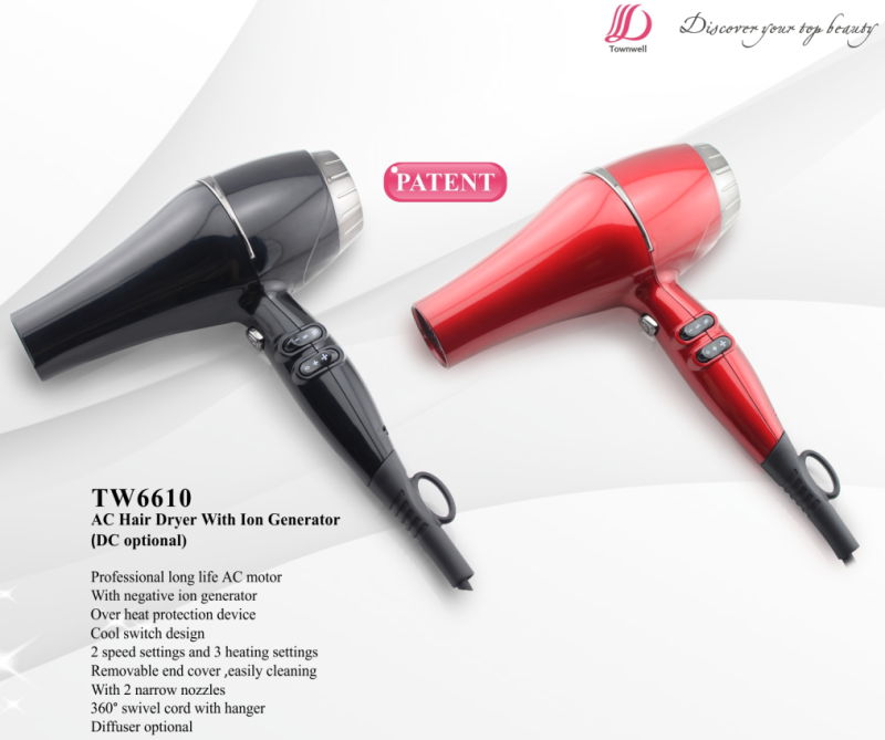 Colorful Durable Hair Dryer with 2 Narrow Nozzles Diffuser Optional