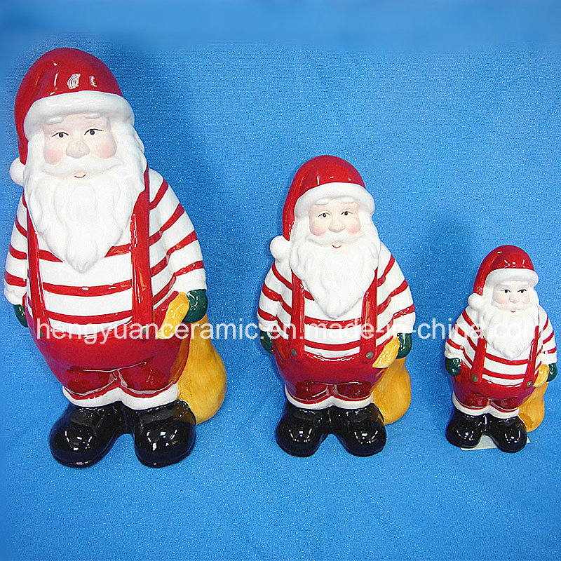 Ceramic Christmas Santa Claus Carrying Gift Bags