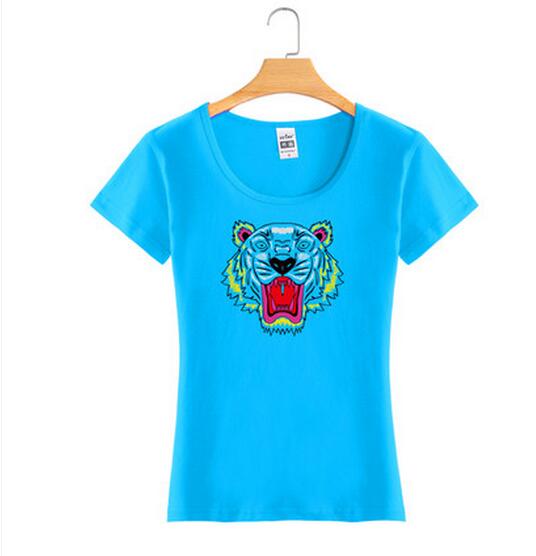 Tiger Logo Printing Fashion Women Wholesale Custom Cotton T Shirt