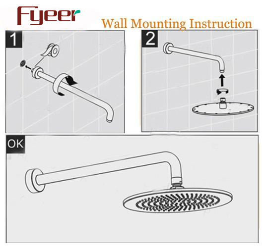 Fyeer Nickle Brushed Lighted Shower Head with Temperature Sensor