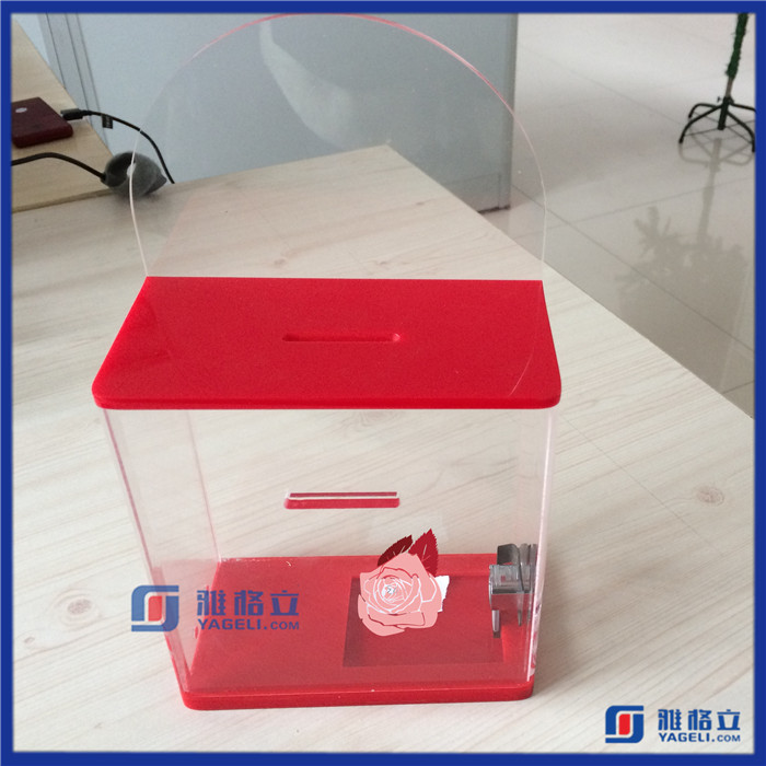 Acrylic Charity Ballot Collection Box - Tip Container - W/ Lock