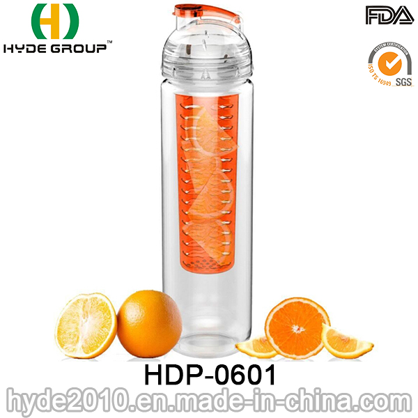 AAA High Quality Fruit Infuser Water Bottle, Customized Plastic BPA Free Fruit Infusion Bottle (HDP-0601)