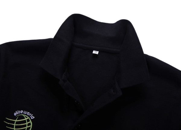 Stand Collar Plain Black Men's Polo Shirts