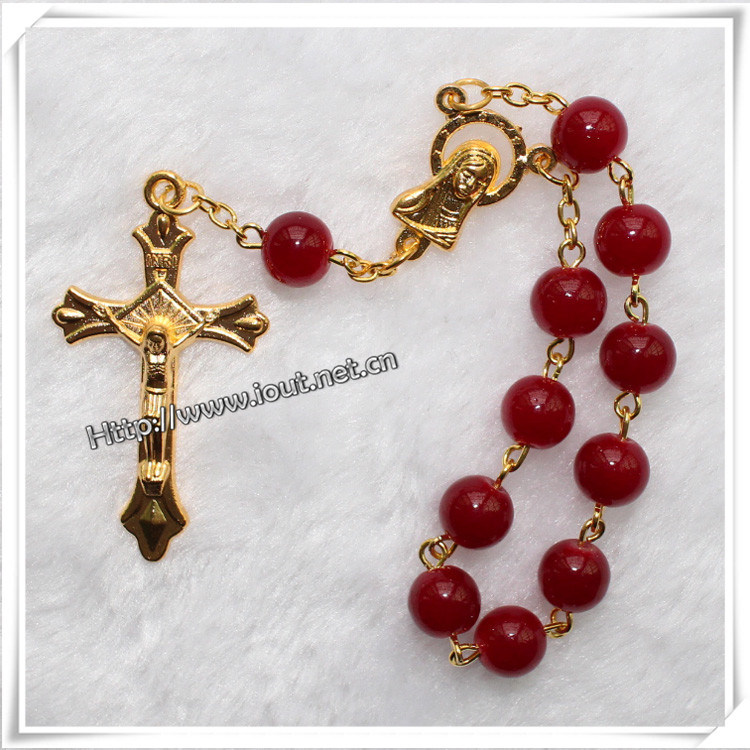 Religous Colorful Stone Bracelet, One Decade Rosary with Cross (IO-CE026)