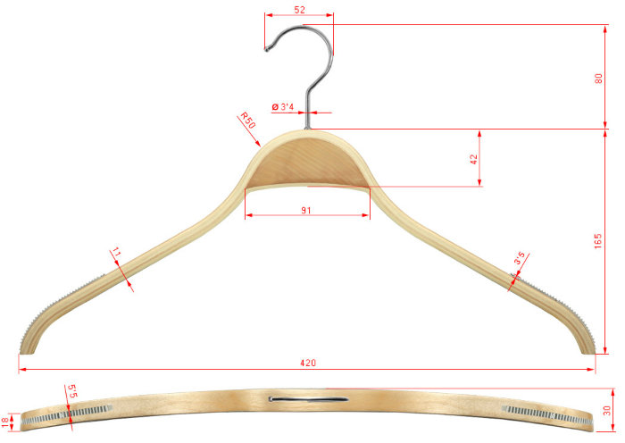 Bendable Laminated Zara Style Wooden Display Coat Hanger