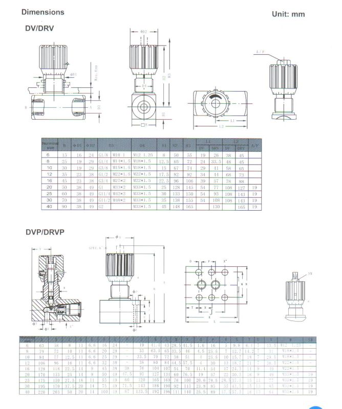 DV/Drv Series Throttle Valves/Throttle Check Valves