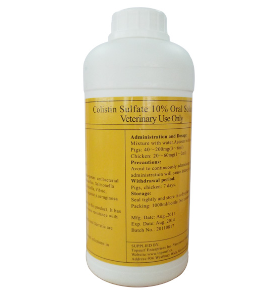 Veterinary Drugs of Colistin Sulfate Oral Suspention (10%)