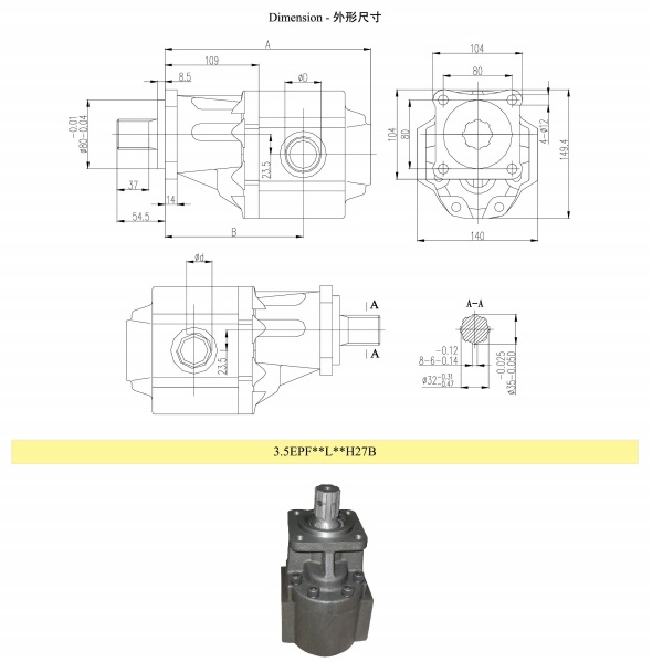 3.5epf Hydraulic System Gear Pump for Dump Truck