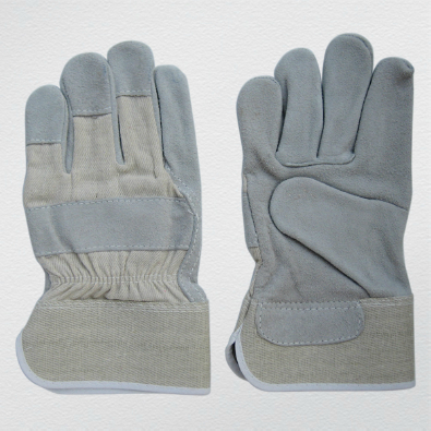 Cow Split Leather Full Plam Work Glove with Cotton Back