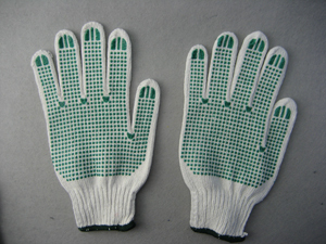 7g String Knitted PVC Double Dotted Work Glove