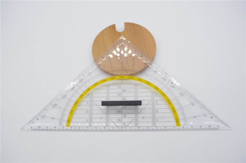 Multifunctional Protractor and Triangular Ruler with Handle for Office Stationery