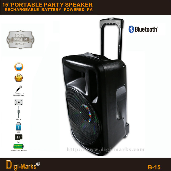 2600W Popular Bluetooth Wireless Active DJ Portable Rechargeable Battery Speaker