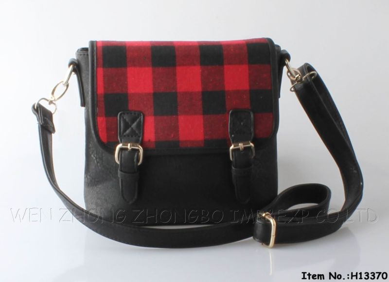 2015 New Plaid Fashion Women Polgester/PU Handbag