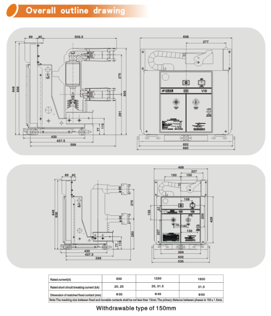 Vib1-12 Indoor Hv Vacuum Circuit Breaker with Embedded Poles