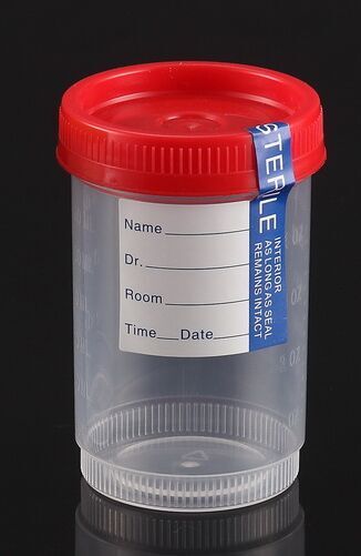 FDA Registered 120ml Urinalysis Container with Tab Label and Sterility