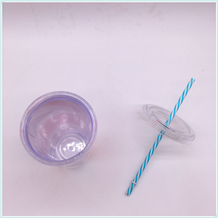 Summer Promotional Cheap Single Wall Plastic Juice Cup with Straw