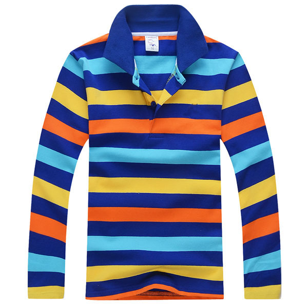 Men's Striped Long Sleeve Polo Shirt