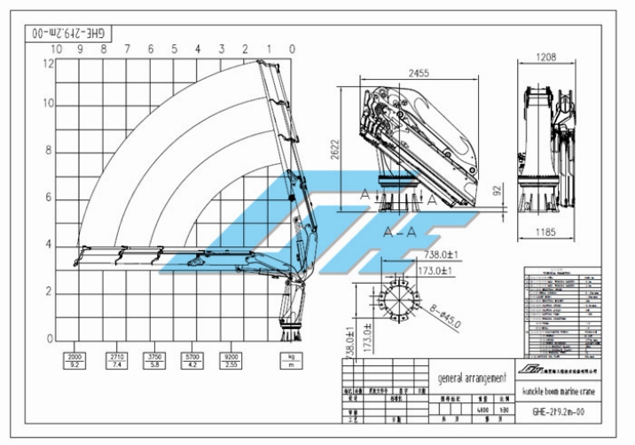 Quayside Hydraulic Knuckle Boom Vessel Deck Cargo Crane