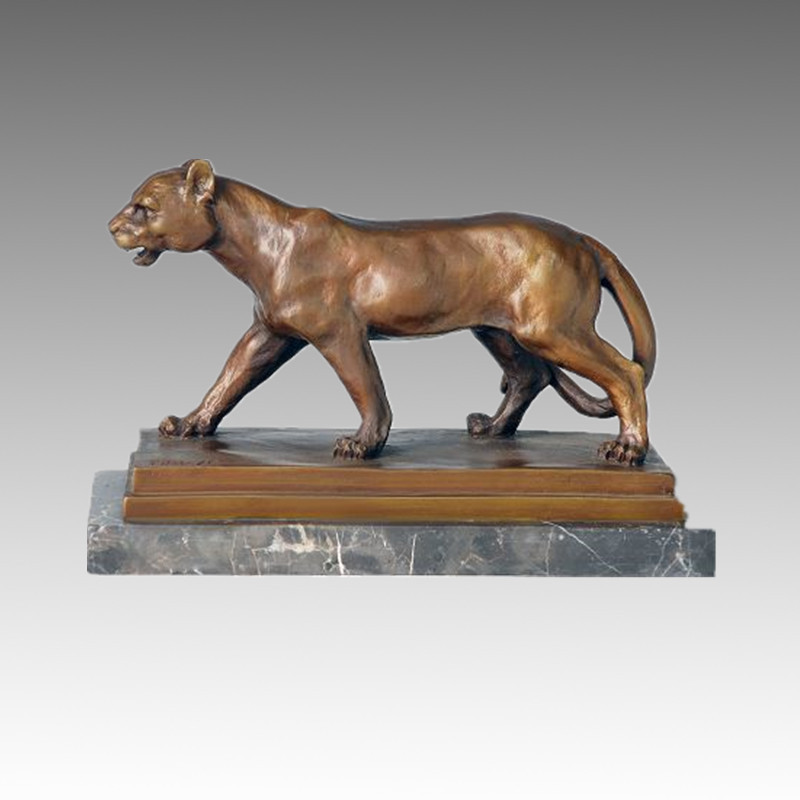 Animal Bronze Sculpture Lion Carving Deco Brass Statue Tpal-089