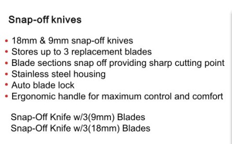 18mm & 9 mm Snap-off Knives Perfessional Utility Knife