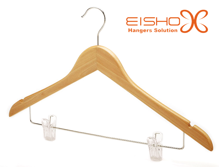 Suit Wooden Hanger with Brass Clips