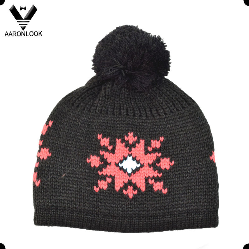 30%Wool 70%Acrylic Jacquard Lady Winter Cap with Half Fleece Lining