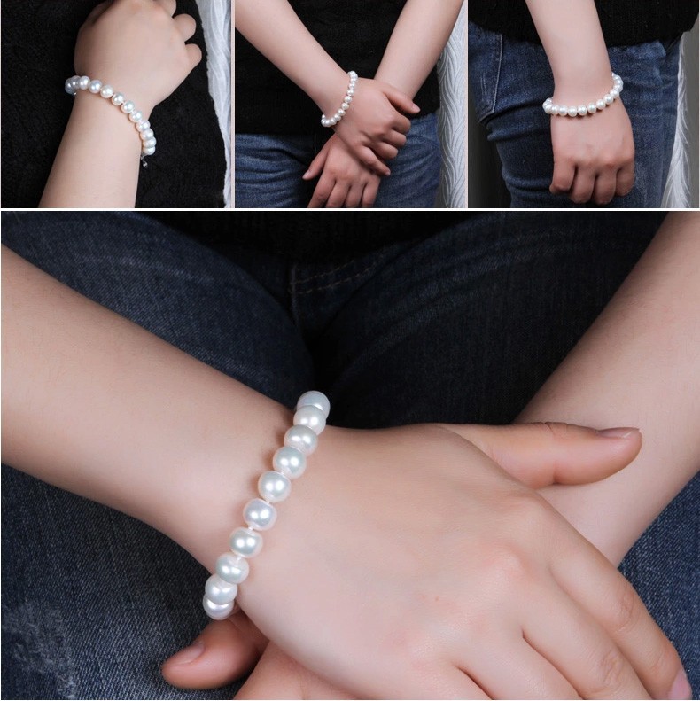 Simple Design 8-9mm AAA Button Round Freshwater New Design Pearl Bracelet