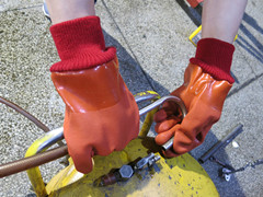 Orange PVC Gloves with Acrylic Boa Liner Gloves Dpv113